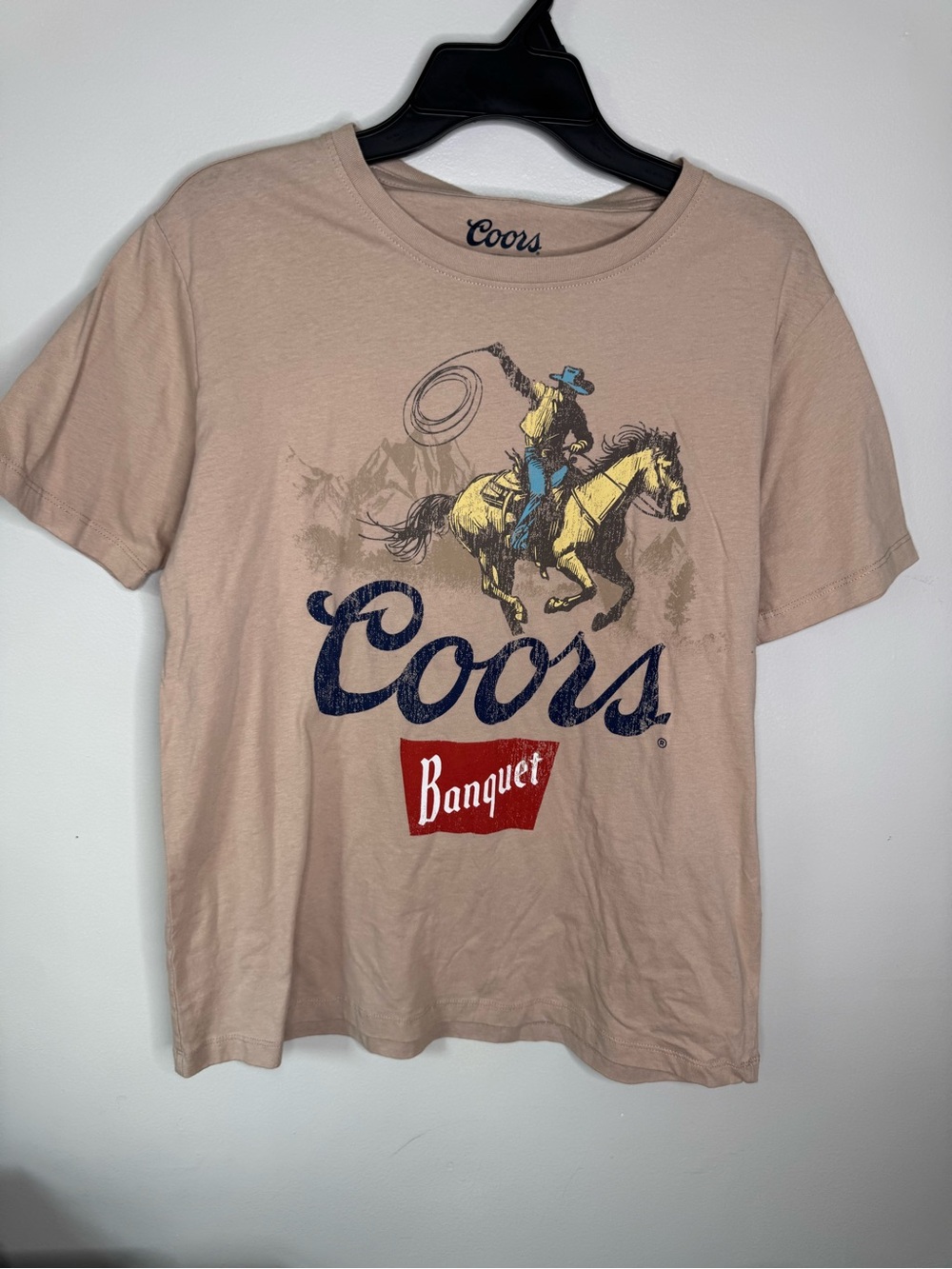 Coors Banquet Women's Tan Graphic Short Sleeve Tee